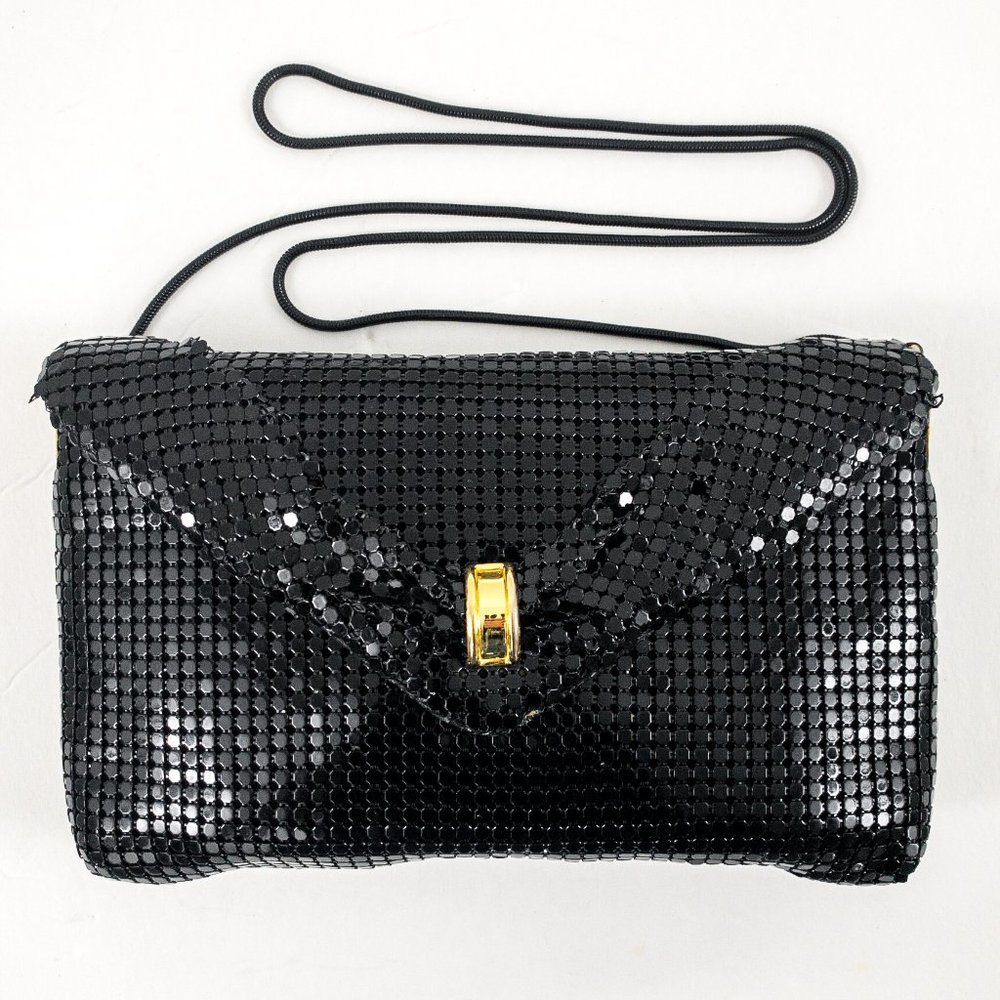 Vintage 70s Chainmail Embellished Purse Black